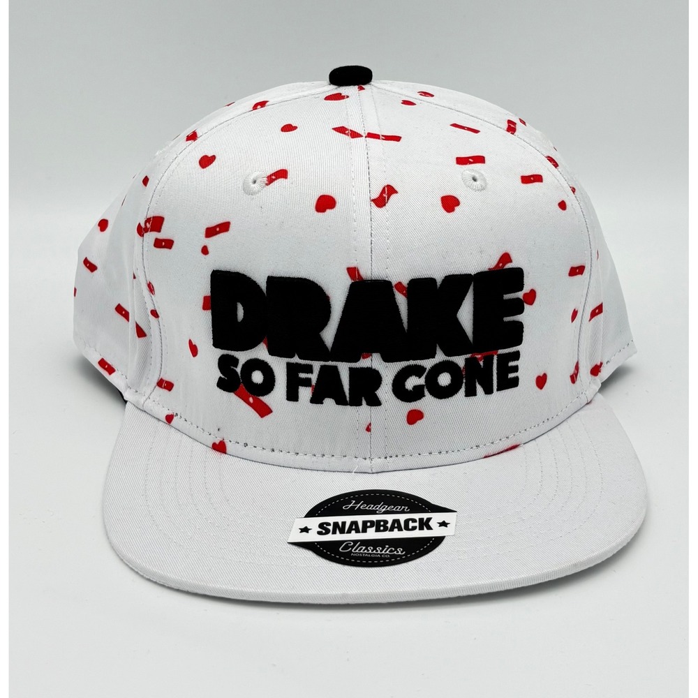 Drake So Far Gone Snapback Hat Headgear Classics White Red Heart Confetti Cap